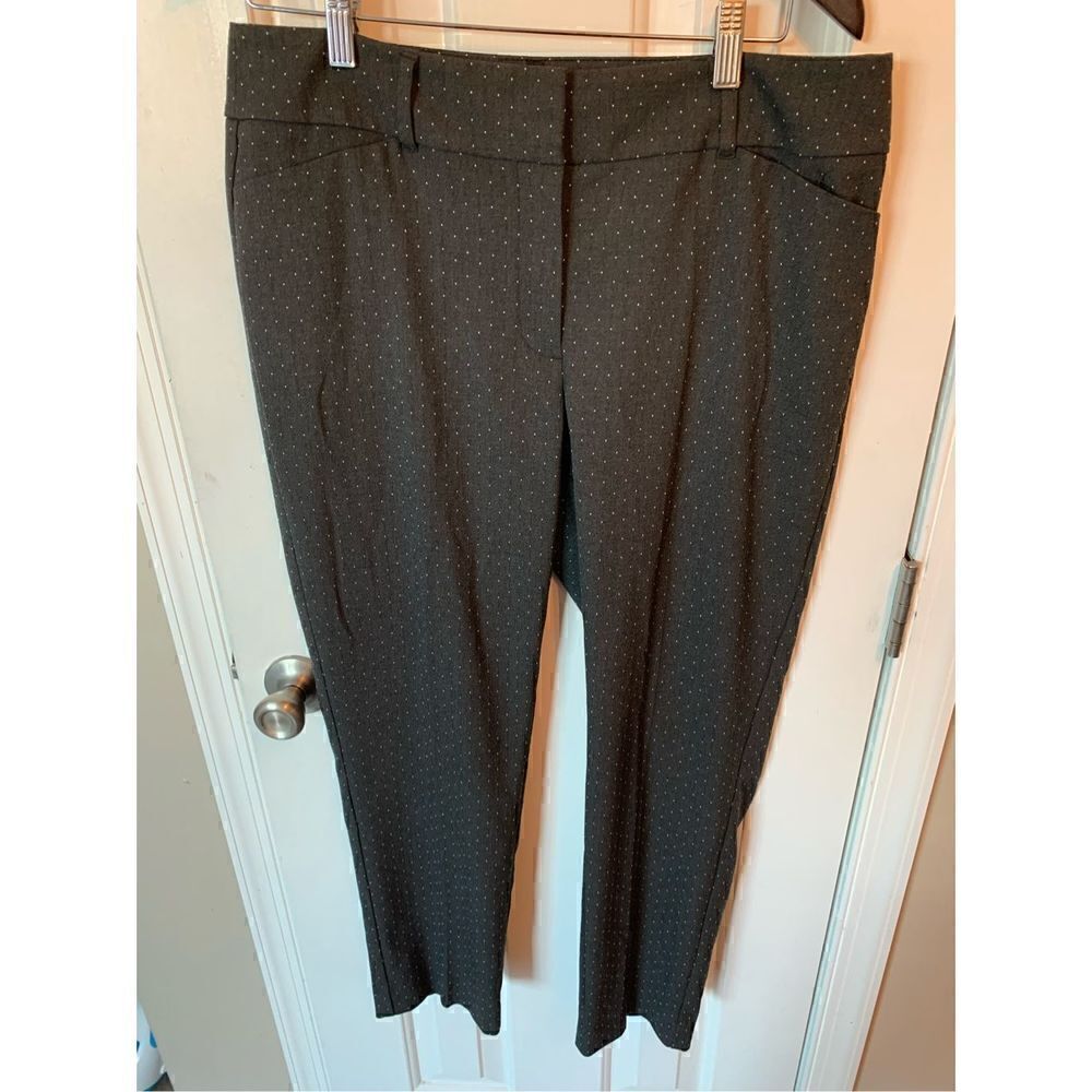Loft dress pants skinny ankle size 10 pole dots gray